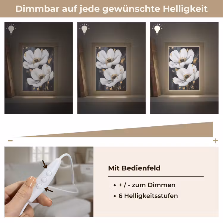 Bloemen - Wit - Abstract Light Box met kabel (Tafellamp) klein -USP_dimbaarDE