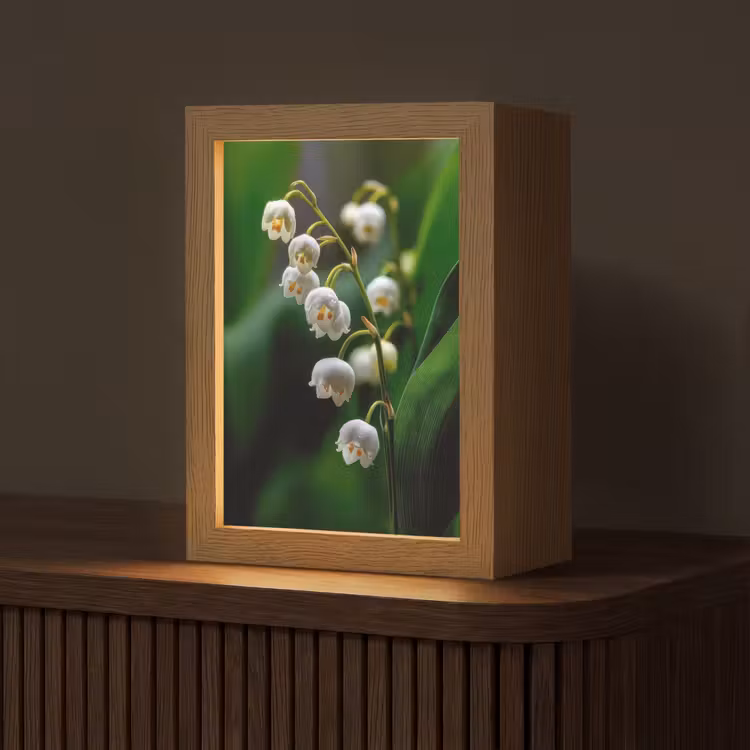 Bloemen - Wit - Bladeren - Lelietjes Light Box met kabel (Tafellamp) klein -z3d_website