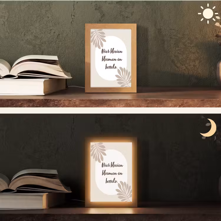 Bloemen - Quote - Zomer - Beige Light Box met kabel (Tafellamp) klein -sfeer3