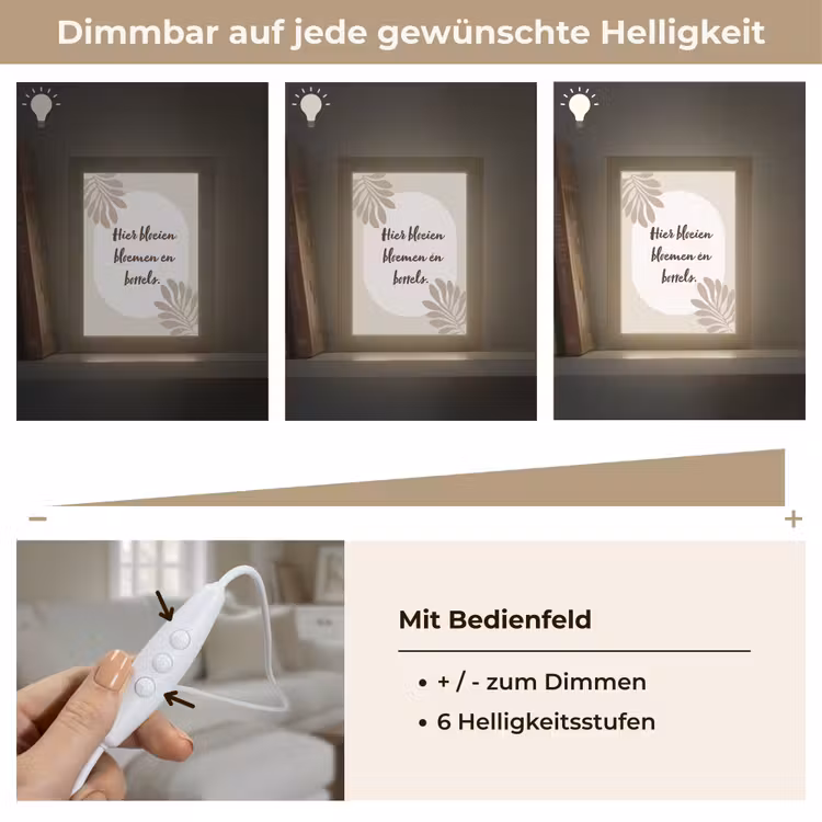 Bloemen - Quote - Zomer - Beige Light Box met kabel (Tafellamp) klein -USP_dimbaarDE