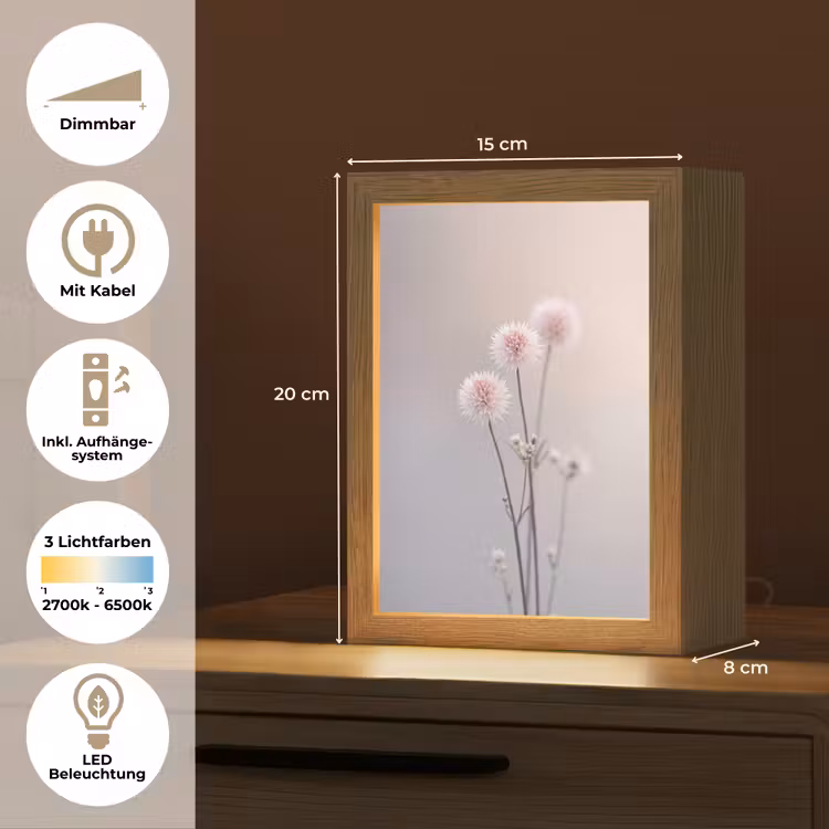 Bloemen - Bollen - Roze Light Box met kabel (Tafellamp) klein -USP_DE