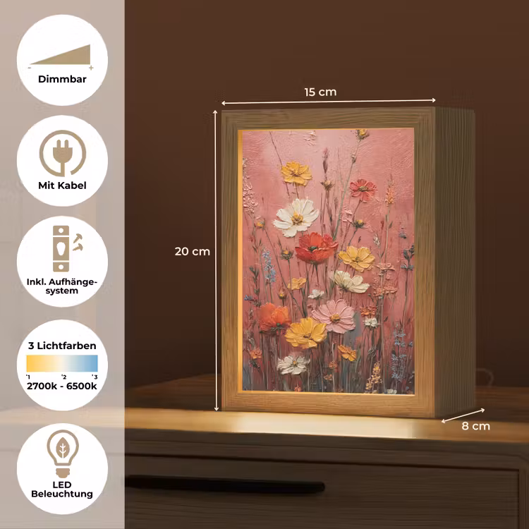 Bloemenboeket - Diepte - Tastbare textuur Light Box met kabel (Tafellamp) klein -USP_DE
