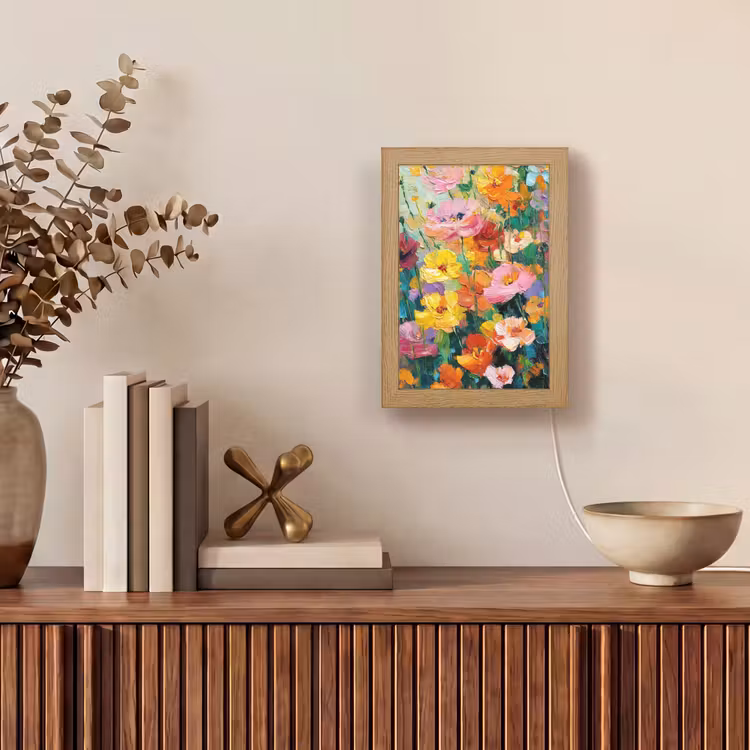 Bloemen explosie - Heldere kleuren - Vrolijk Light Box met kabel (Tafellamp) klein -sfeer2