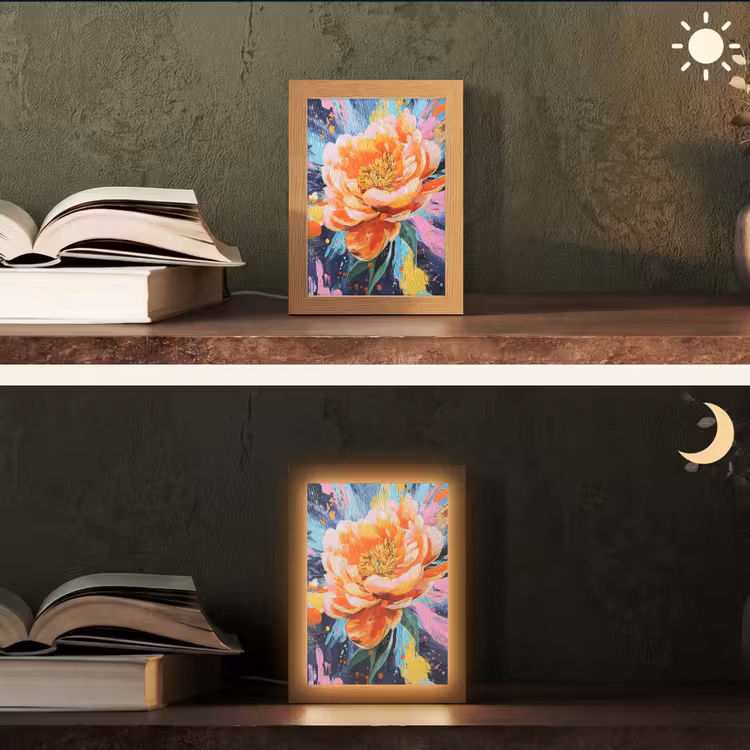 Bloemexplosie - Felle spatten - Dynamisch Light Box met kabel (Tafellamp) klein -sfeer3