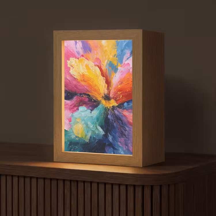 Bloemexplosie - Veelkleurig - Bewegend Light Box met kabel (Tafellamp) klein -z3d_website