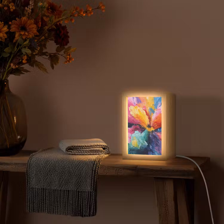Bloemexplosie - Veelkleurig - Bewegend Light Box met kabel (Tafellamp) klein -sfeer4