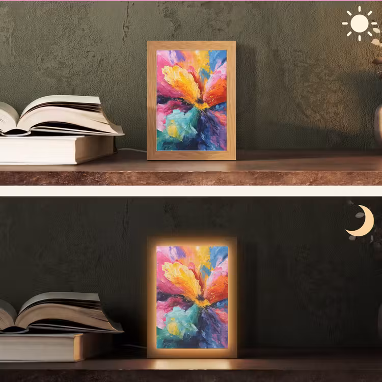 Bloemexplosie - Veelkleurig - Bewegend Light Box met kabel (Tafellamp) klein -sfeer3