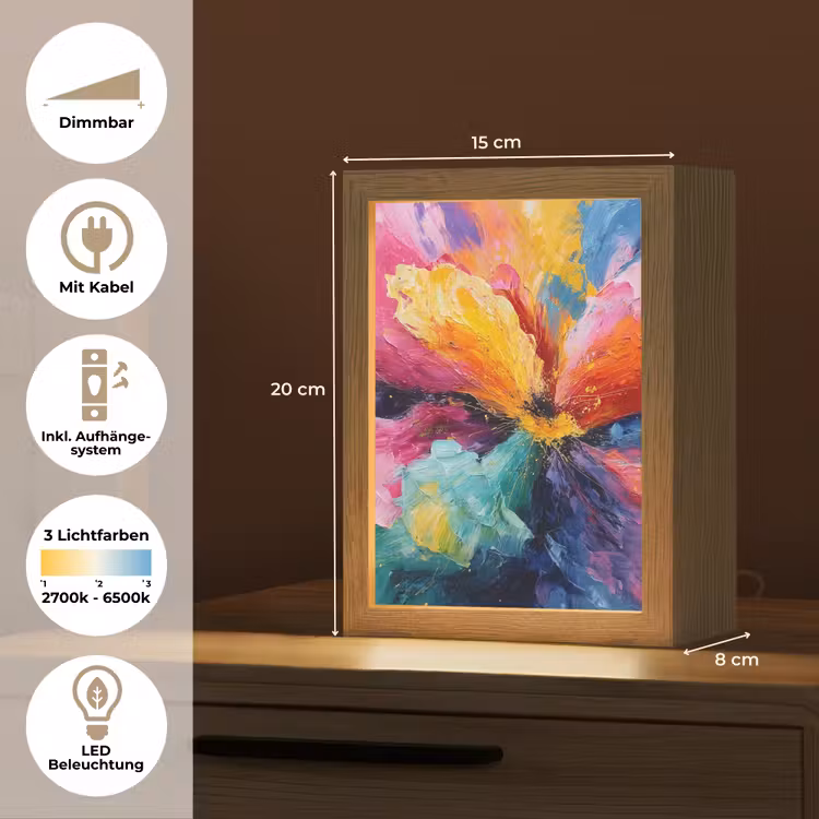 Bloemexplosie - Veelkleurig - Bewegend Light Box met kabel (Tafellamp) klein -USP_DE