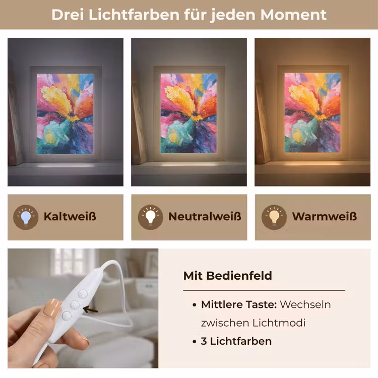 Bloemexplosie - Veelkleurig - Bewegend Light Box met kabel (Tafellamp) klein -USP_lichtkleurDE