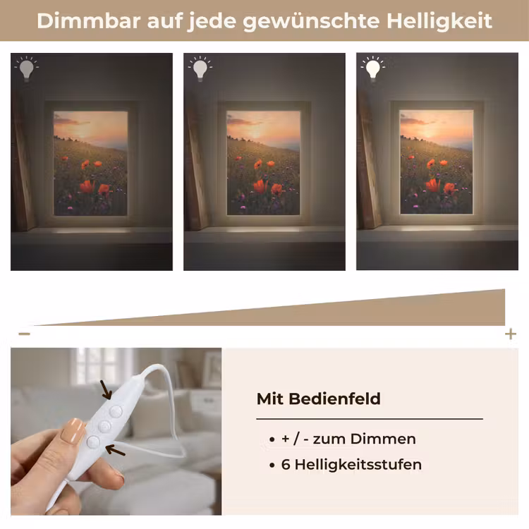 Bloemenveld - Gras - Bloemen - Planten - Zonsondergang - Oranje Light Box met kabel (Tafellamp) klein -USP_dimbaarDE