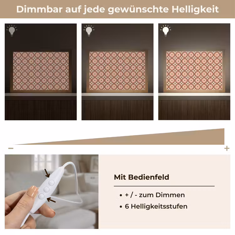 Bloemvormen - Patroon - Roze - Vintage Light Box met kabel (Tafellamp) klein -USP_dimbaarDE