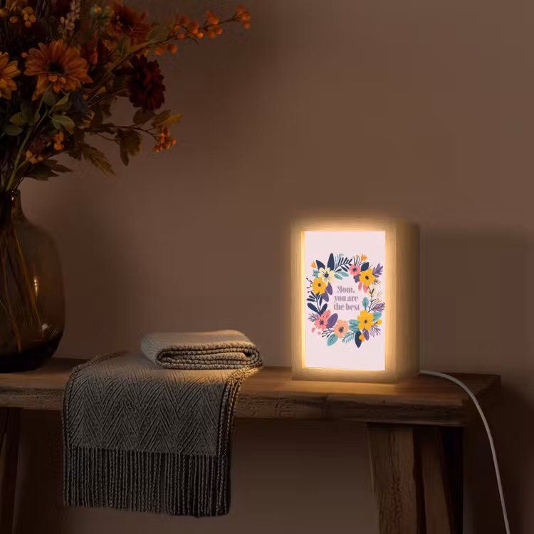 Bloemenkrans - Kleurrijk - Moeder Light Box met kabel (Tafellamp) klein -sfeer4