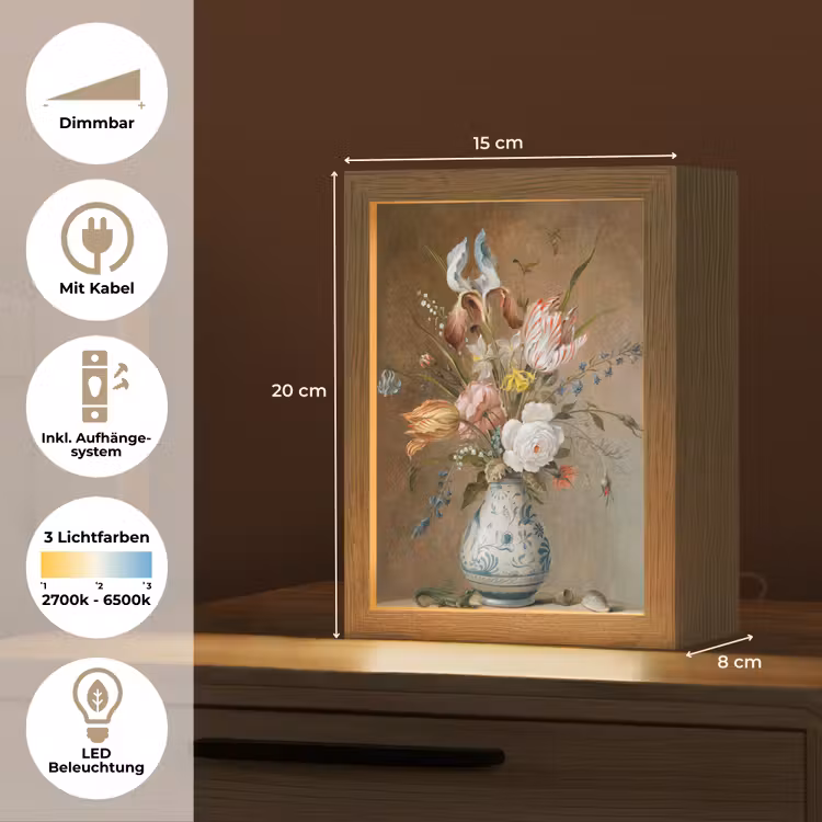Bloemstilleven - Balthasar van der Ast - Oude Meesters Light Box met kabel (Tafellamp) klein -USP_DE