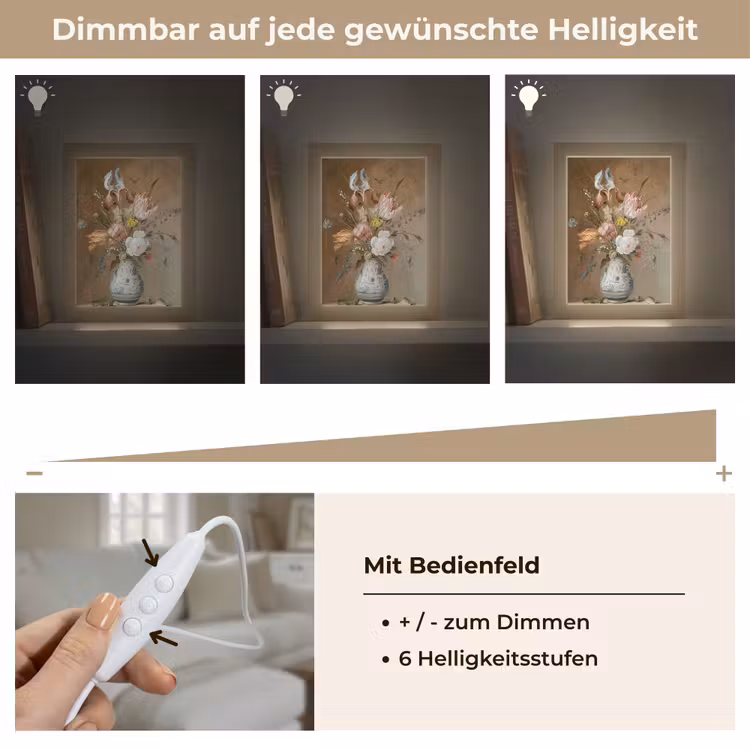 Bloemstilleven - Balthasar van der Ast - Oude Meesters Light Box met kabel (Tafellamp) klein -USP_dimbaarDE