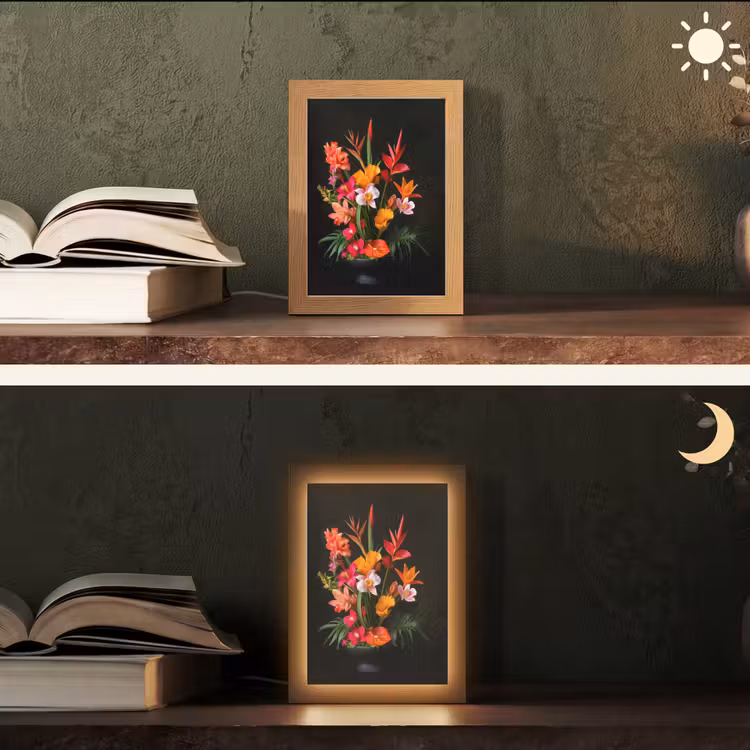 Boeket - Bloemen - Exotisch Light Box met kabel (Tafellamp) klein -sfeer3