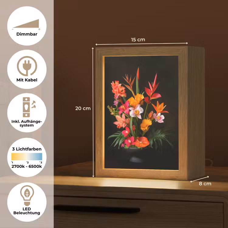 Boeket - Bloemen - Exotisch Light Box met kabel (Tafellamp) klein -USP_DE