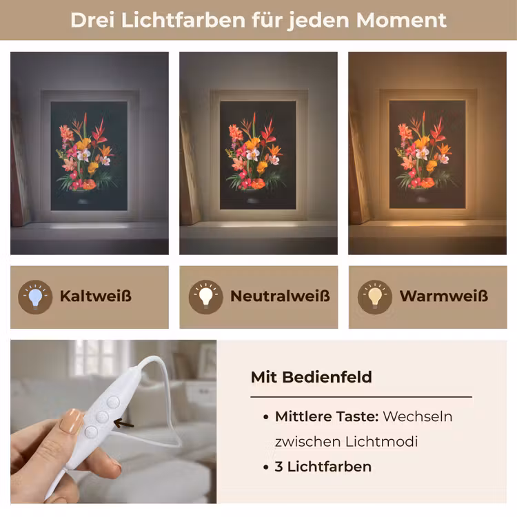 Boeket - Bloemen - Exotisch Light Box met kabel (Tafellamp) klein -USP_lichtkleurDE