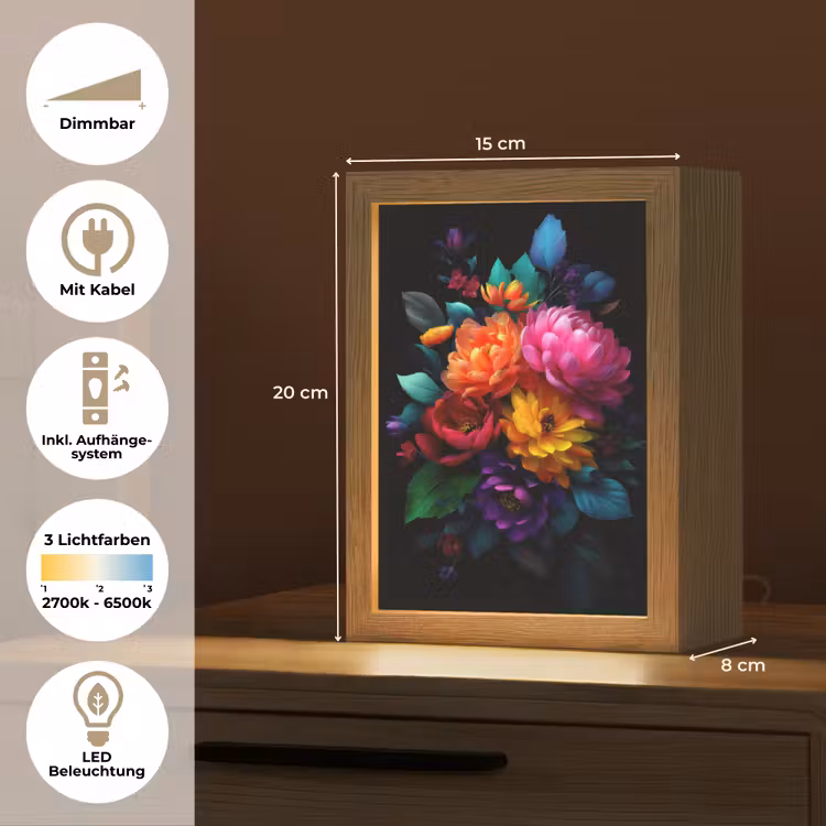 Boeket - Bloemen - Kleur Light Box met kabel (Tafellamp) klein -USP_DE