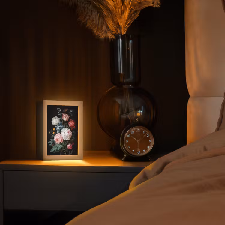 Boeket - Kleurrijk - Klassiek Light Box met kabel (Tafellamp) klein -sfeer1
