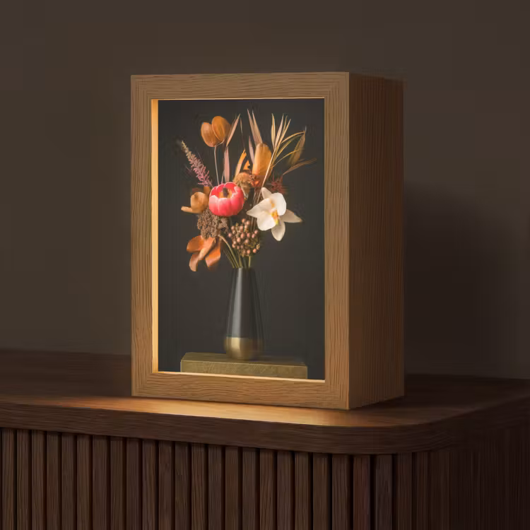 Boeket - Oranje - Gouden - vaas Light Box met kabel (Tafellamp) klein -z3d_website