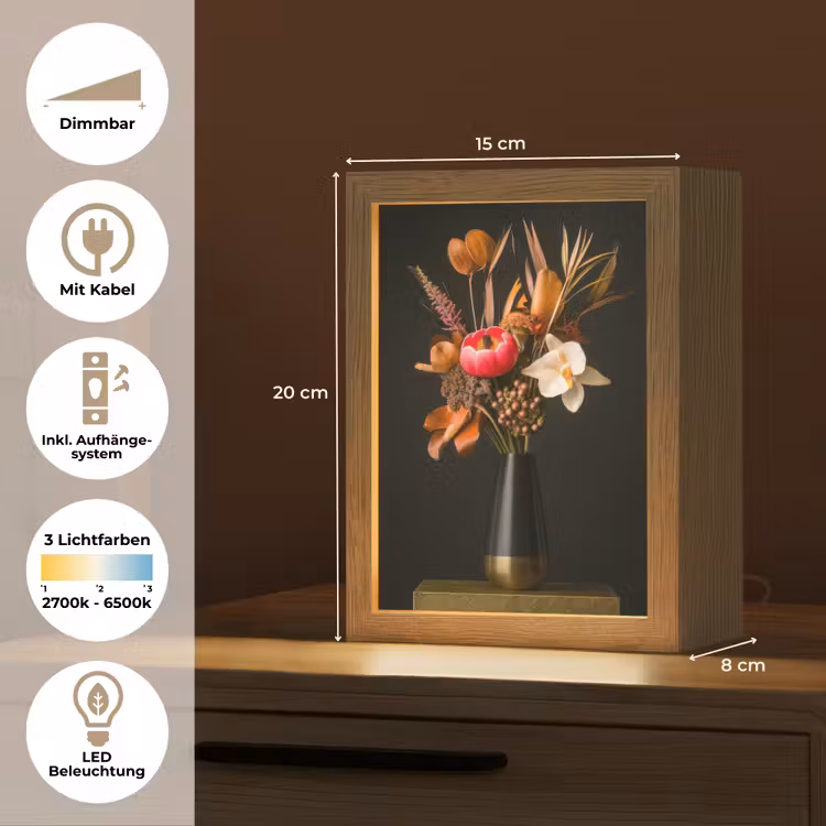 Boeket - Oranje - Gouden - vaas Light Box met kabel (Tafellamp) klein -USP_DE