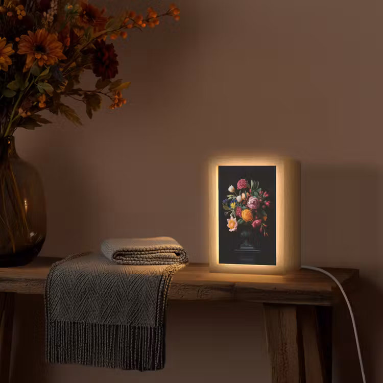 Boeket - Romantisch - Kleurrijk Light Box met kabel (Tafellamp) klein -sfeer4