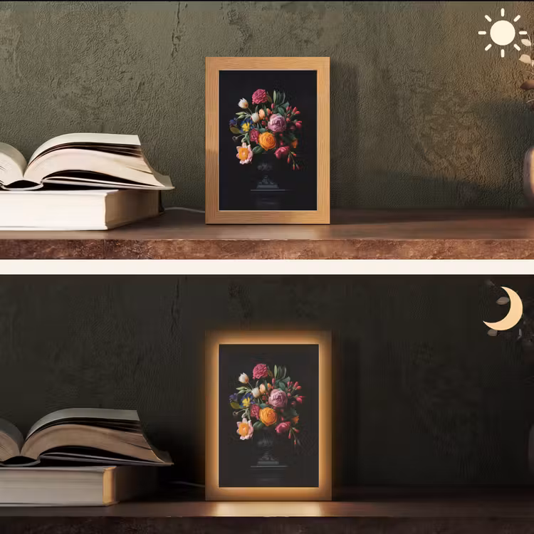 Boeket - Romantisch - Kleurrijk Light Box met kabel (Tafellamp) klein -sfeer3