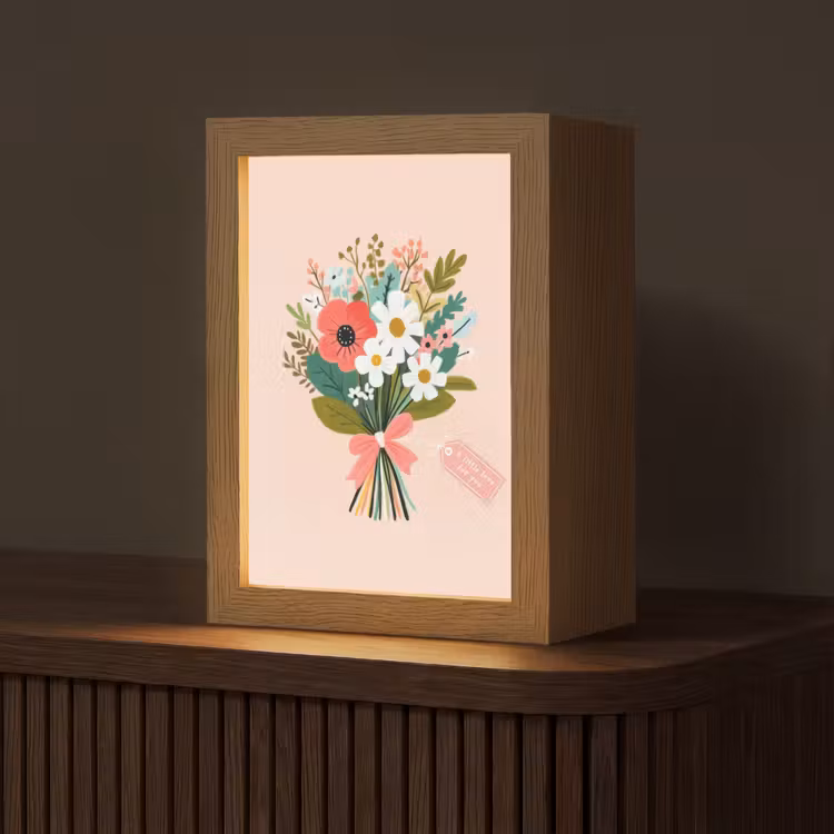 Boeket - Strikje - Kaartje - Quote Light Box met kabel (Tafellamp) klein -z3d_website