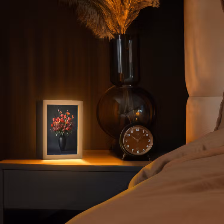 Boeket - Tulpen - Vaas - Rood Light Box met kabel (Tafellamp) klein -sfeer1
