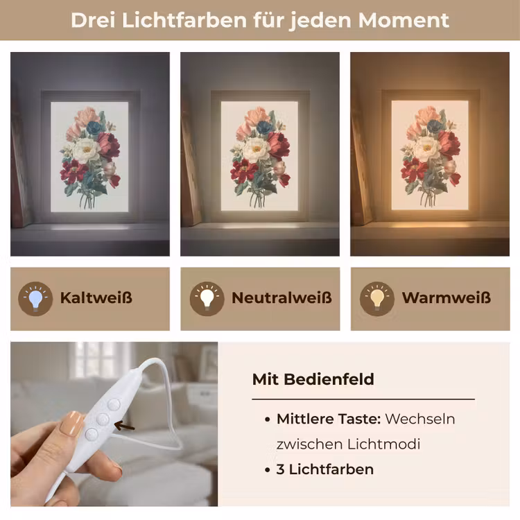 Boeket - Warme tinten - Elegant Light Box met kabel (Tafellamp) klein -USP_lichtkleurDE