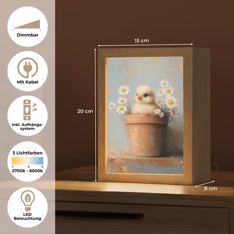 Bloempot - Kuiken - Bloemetjes Light Box met kabel (Tafellamp) klein -USP_DE