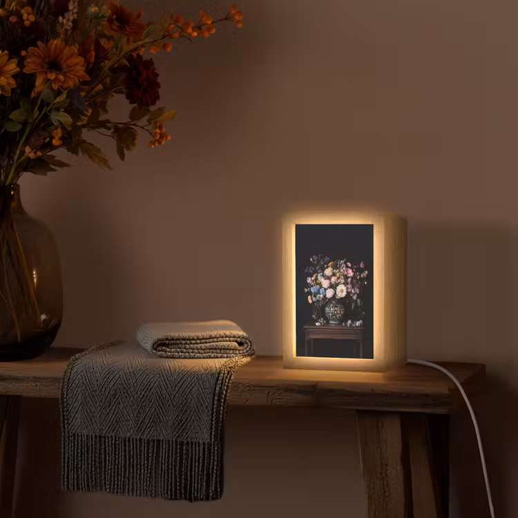 Bloemenvaas - Hout - Bloemen - Boeket Light Box met kabel (Tafellamp) klein -sfeer4