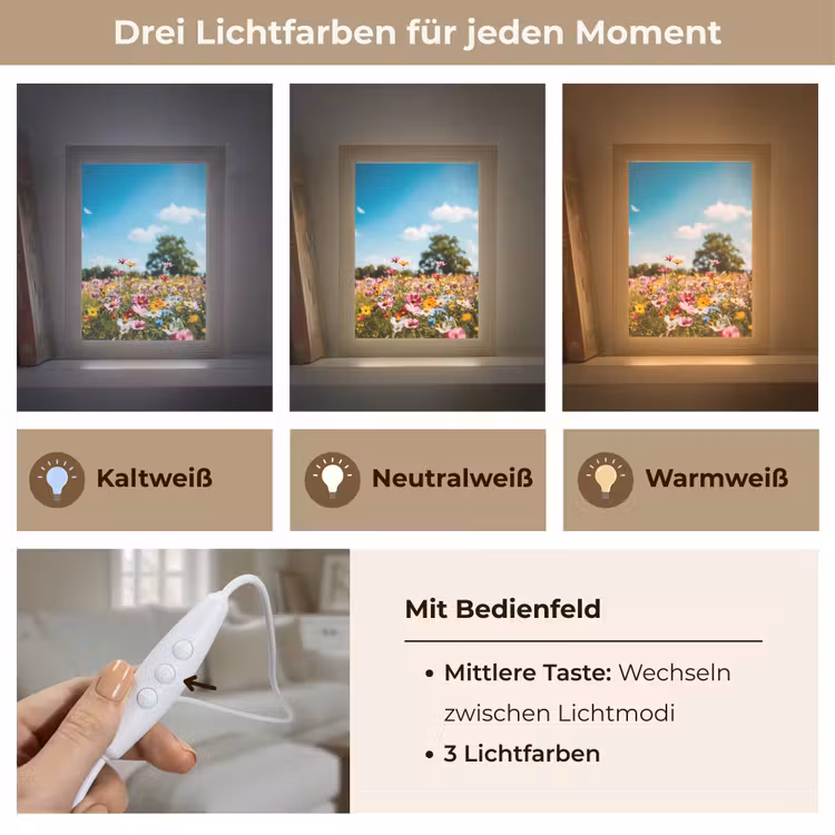 Bloemenweide - Blauw - Lucht - Kleuren Light Box met kabel (Tafellamp) klein -USP_lichtkleurDE