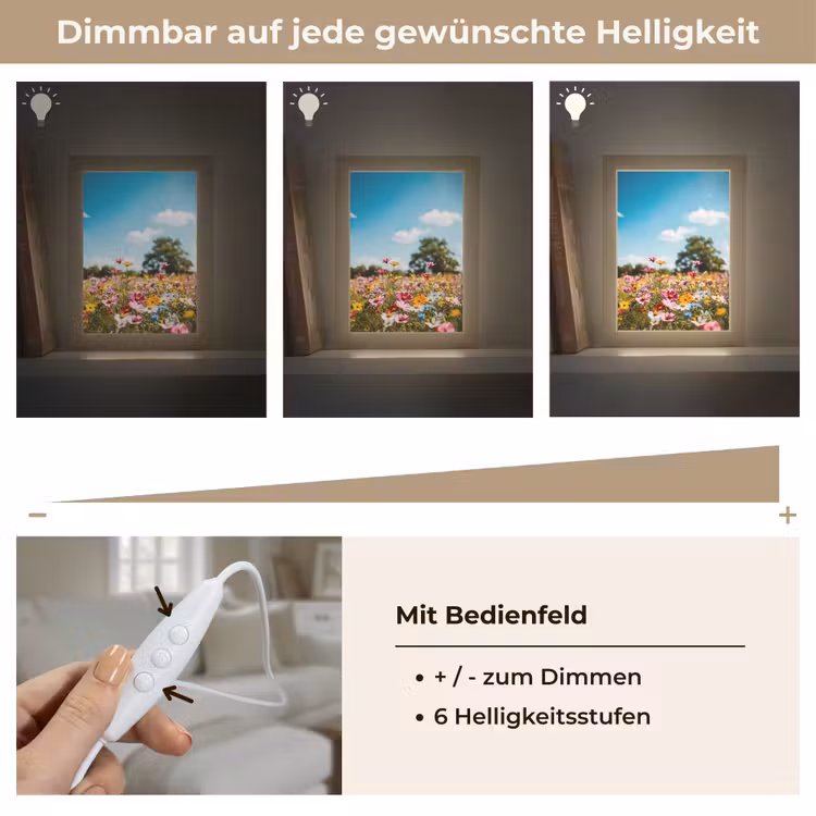 Bloemenweide - Blauw - Lucht - Kleuren Light Box met kabel (Tafellamp) klein -USP_dimbaarDE