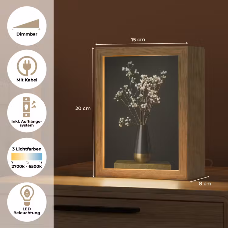 Bloembollen - Wit - Vaas - Minimalistisch Light Box met kabel (Tafellamp) klein -USP_DE