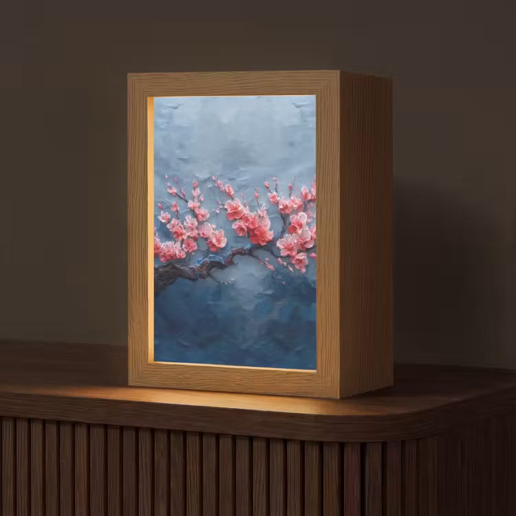 Bloesem - Bloem - Roze - Tak Light Box met kabel (Tafellamp) klein -z3d_website