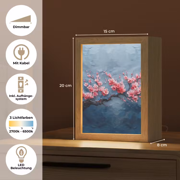 Bloesem - Bloem - Roze - Tak Light Box met kabel (Tafellamp) klein -USP_DE