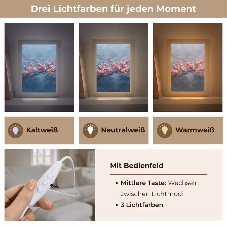 Bloesem - Bloem - Roze - Tak Light Box met kabel (Tafellamp) klein -USP_lichtkleurDE