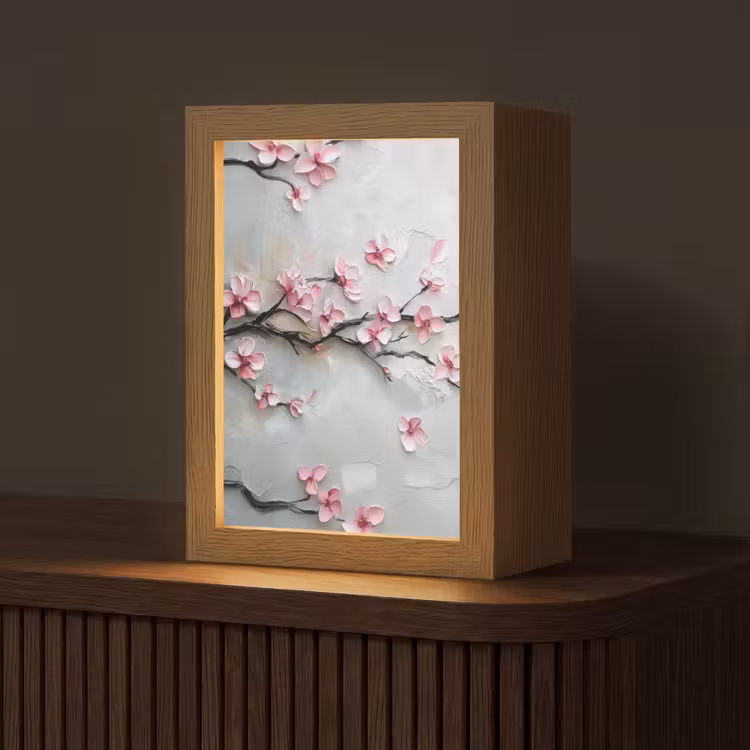 Bloesem - Kunstzinnig - Roze - Sakura Light Box met kabel (Tafellamp) klein -z3d_website