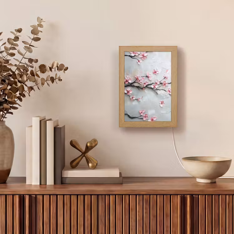 Bloesem - Kunstzinnig - Roze - Sakura Light Box met kabel (Tafellamp) klein -sfeer2