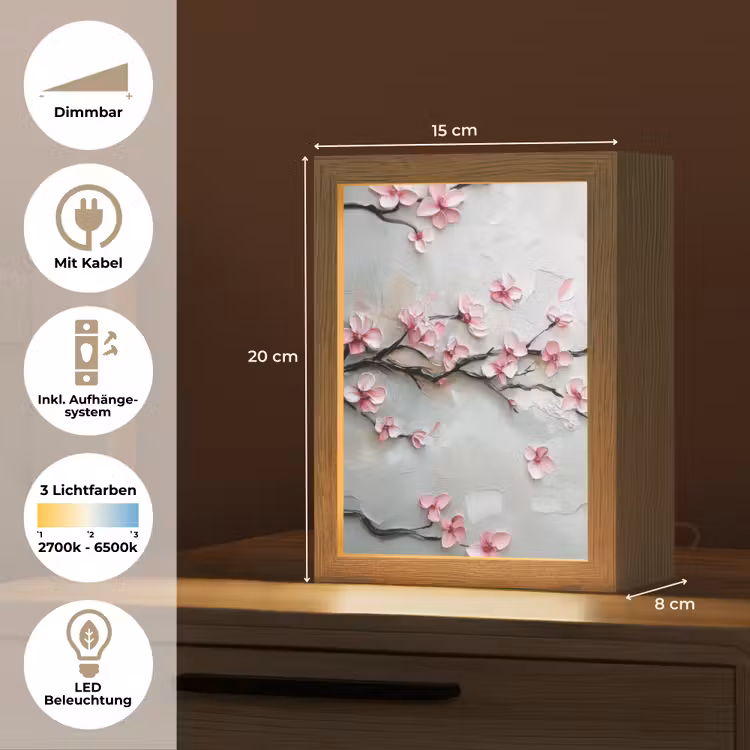 Bloesem - Kunstzinnig - Roze - Sakura Light Box met kabel (Tafellamp) klein -USP_DE