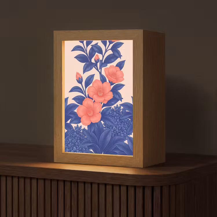 Tischlampe - Blüten – Blätter – Botanik - Bloemen - Bladeren - Botanisch Light Box met kabel (Tafellamp) klein
