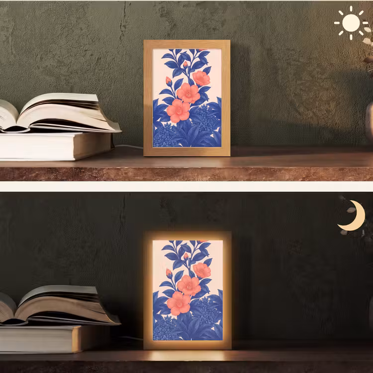 Tischlampe - Blüten – Blätter – Botanik - Bloemen - Bladeren - Botanisch Light Box met kabel (Tafellamp) klein