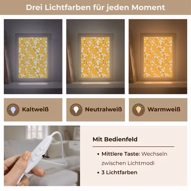 Bloesemtak - Aquarel - Geel Light Box met kabel (Tafellamp) klein 925 -USP_lichtkleurDE