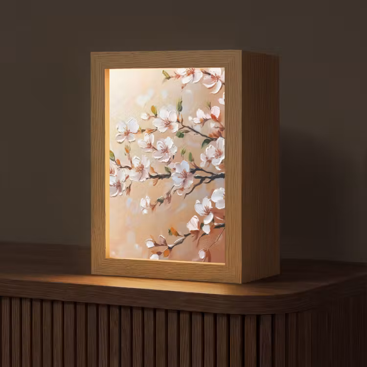 Bloesemtakken - Schilderachtig - Roze Light Box met kabel (Tafellamp) klein -z3d_website