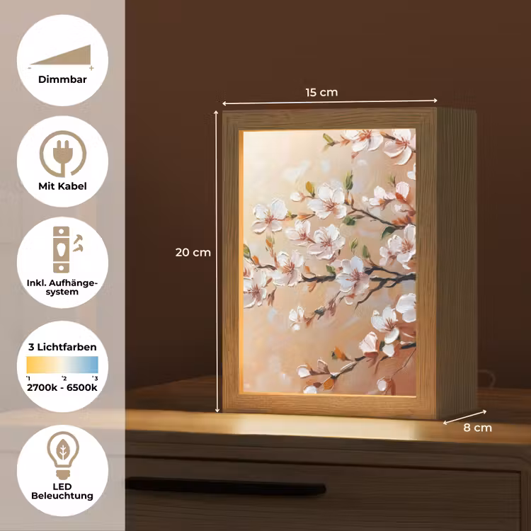 Bloesemtakken - Schilderachtig - Roze Light Box met kabel (Tafellamp) klein -USP_DE