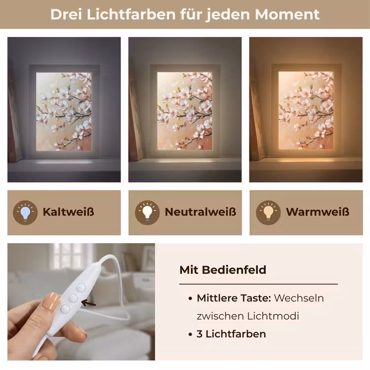Bloesemtakken - Schilderachtig - Roze Light Box met kabel (Tafellamp) klein -USP_lichtkleurDE
