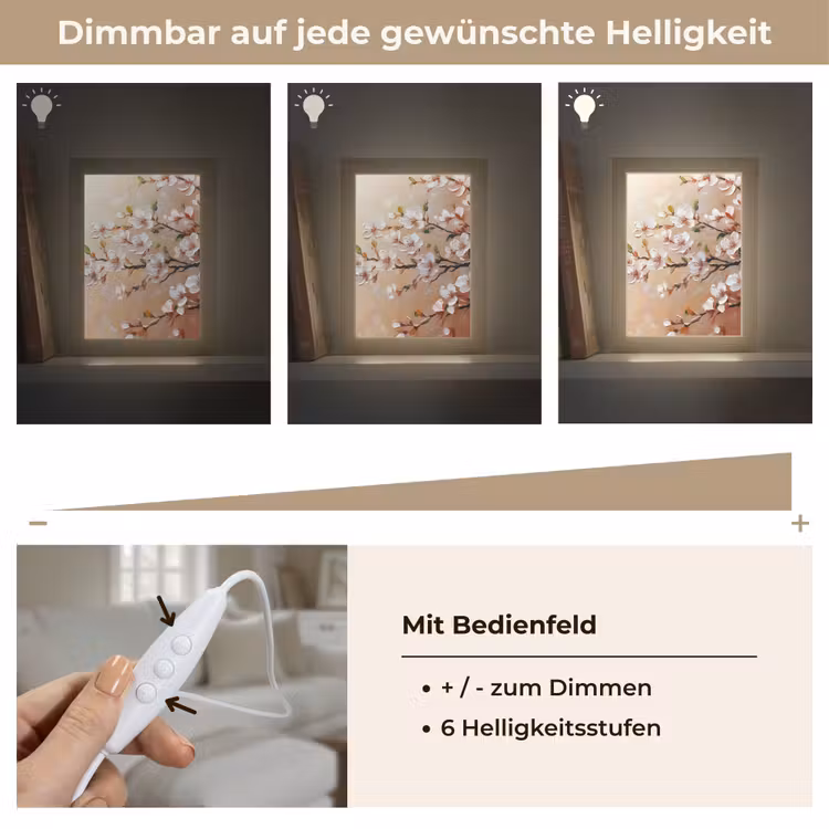 Bloesemtakken - Schilderachtig - Roze Light Box met kabel (Tafellamp) klein -USP_dimbaarDE