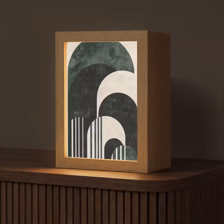 Bogen - Donkergroen - Lijnen Light Box met kabel (Tafellamp) klein -z3d_website