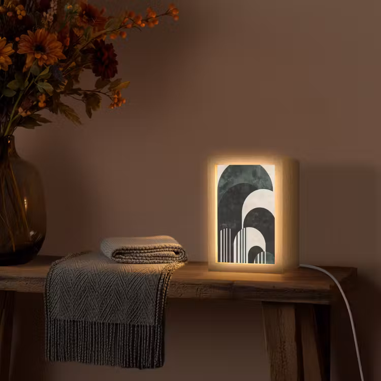 Bogen - Donkergroen - Lijnen Light Box met kabel (Tafellamp) klein -sfeer4